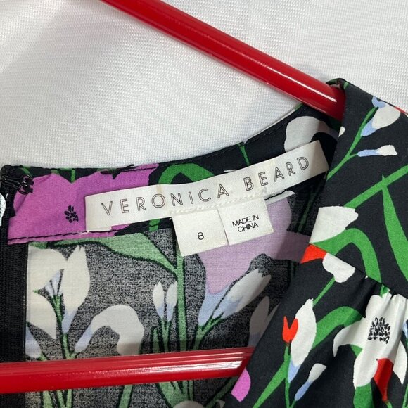 Veronica Beard Janis Ruched Floral Print Mini Dress Puff‎ Sleeves Size 8 - Picture 7 of 15